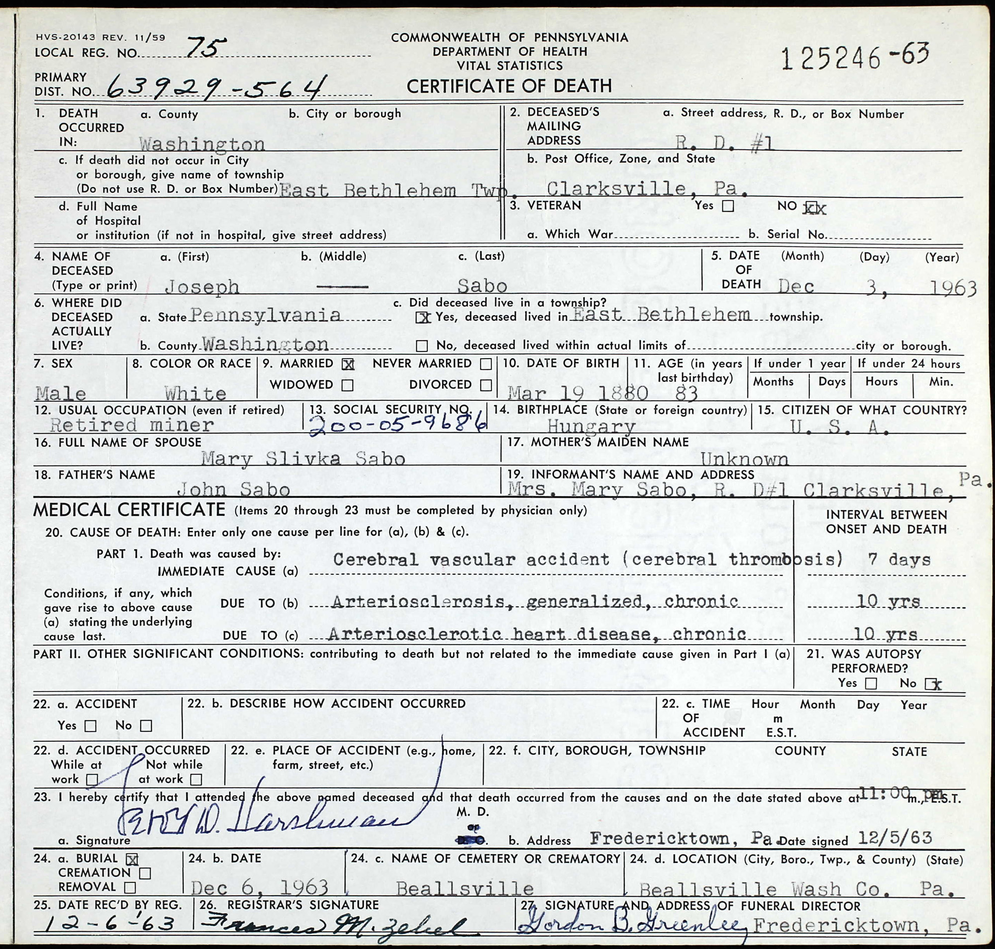 death certificate
